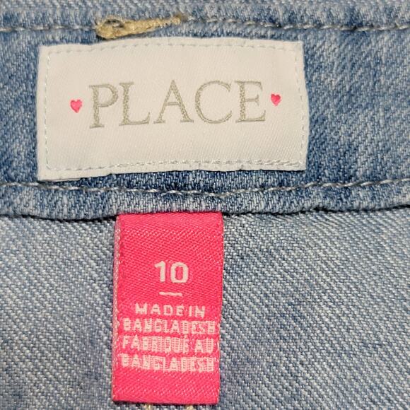 Children's Place Girls Denim Jeans Overalls w/ Button Front - Size 10 - Picture 5 of 6